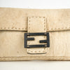 Fendi Baguette Selleria Beige Wolle / Schwarzes Leder