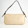 Fendi Baguette Selleria Beige Wolle / Schwarzes Leder