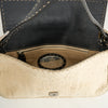 Fendi Baguette Selleria Beige Wolle / Schwarzes Leder