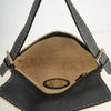 Fendi Baguette Selleria Beige Wolle / Schwarzes Leder